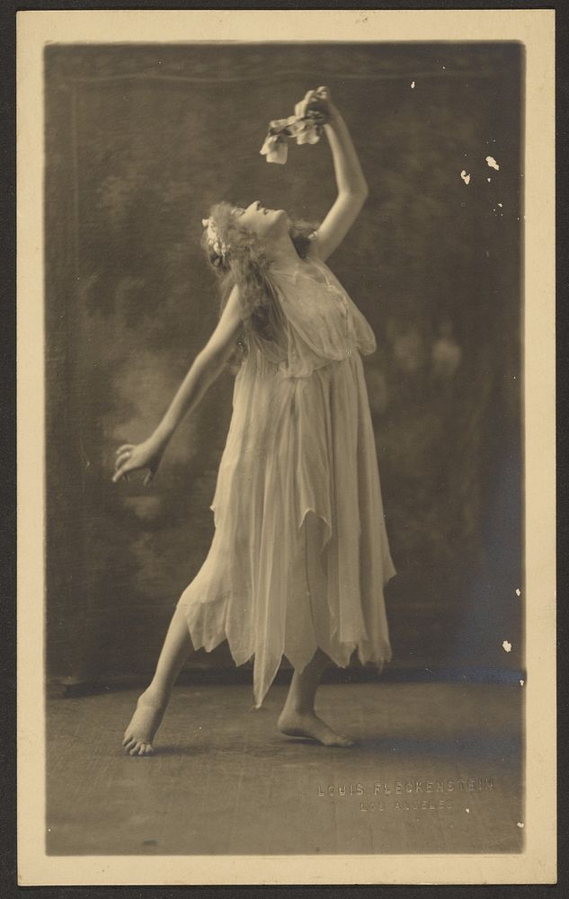 Female Dancer with Flower before Tapestry by Louis Fleckenstein