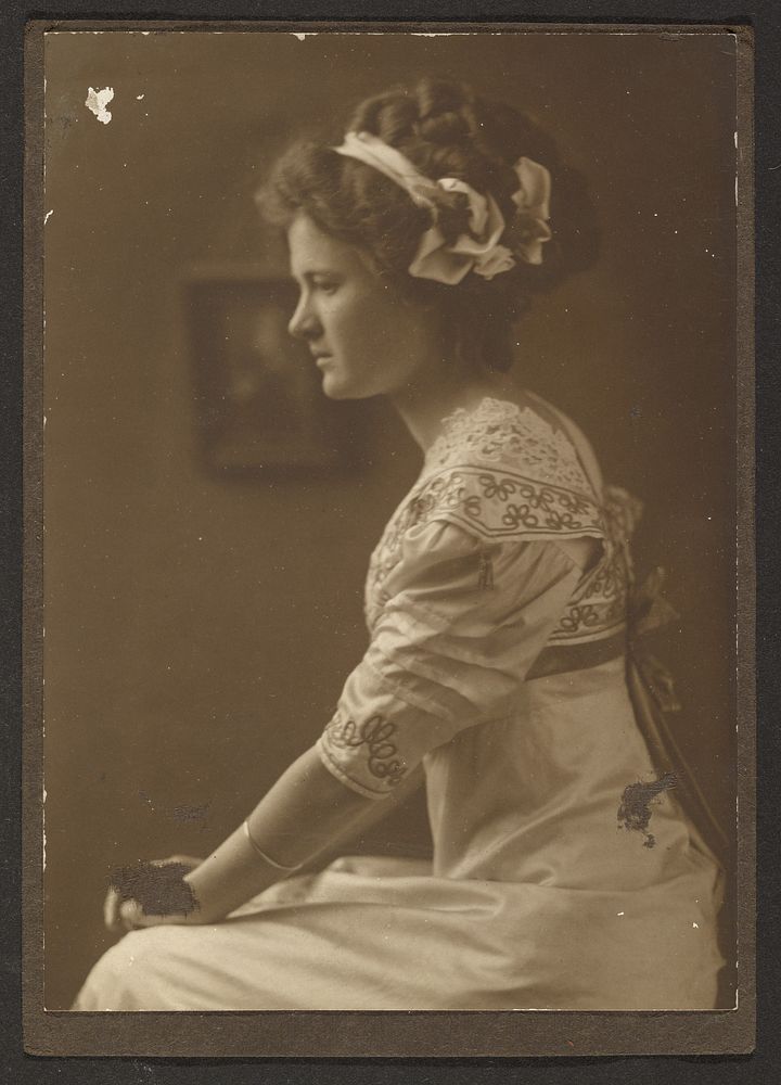 Portrait of a Woman with Ribbons in her Hair by Louis Fleckenstein