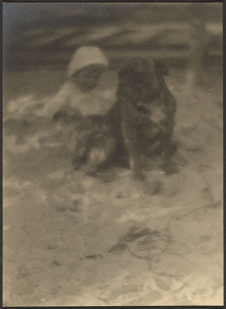 Boy Sitting with Dog by Louis Fleckenstein