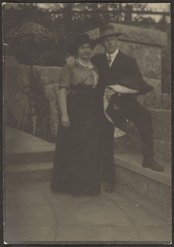 Man and Woman on Stone Steps by Louis Fleckenstein