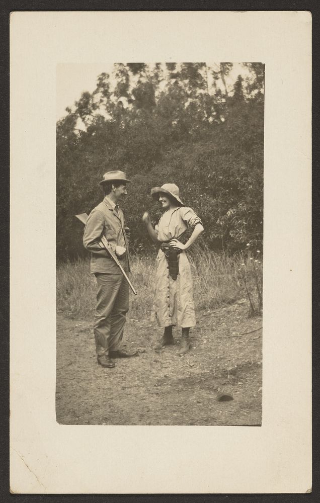Florence and Husband Holding Gun by Louis Fleckenstein