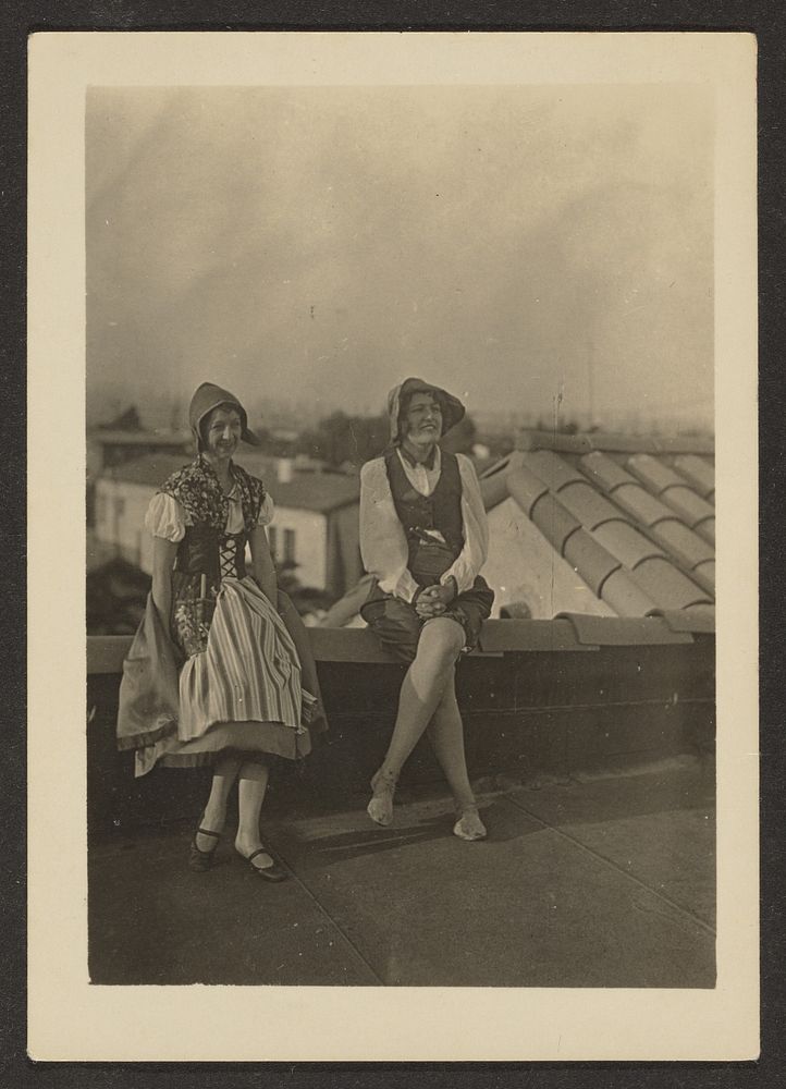 Florence and Friend in Costume on Roof by Louis Fleckenstein