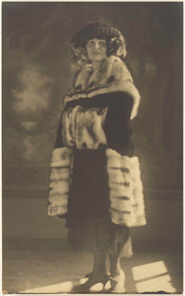 Portrait of a Woman in Fur Coat with Muff by Louis Fleckenstein