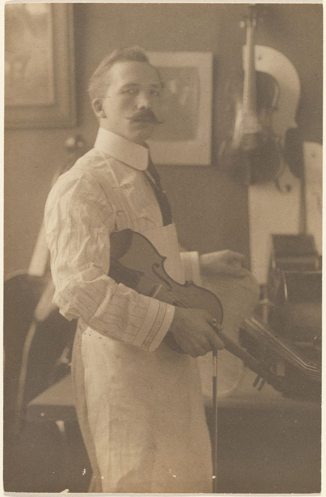 Portrait of a Violin Maker in Studio by Louis Fleckenstein