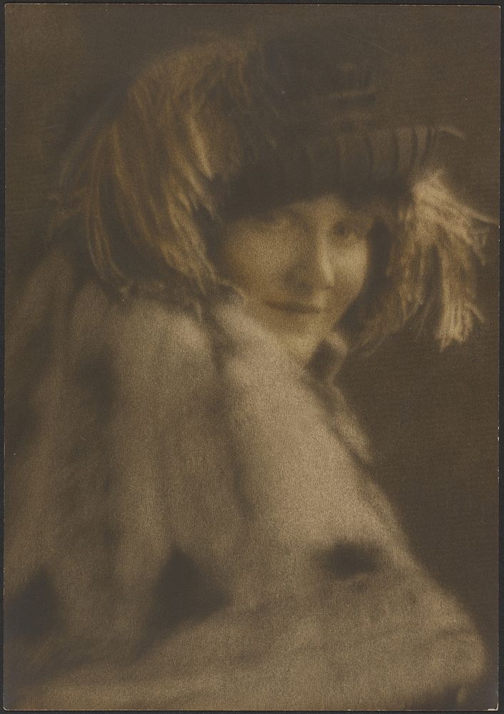 Portrait of a Woman in Hat with Feathers by Louis Fleckenstein