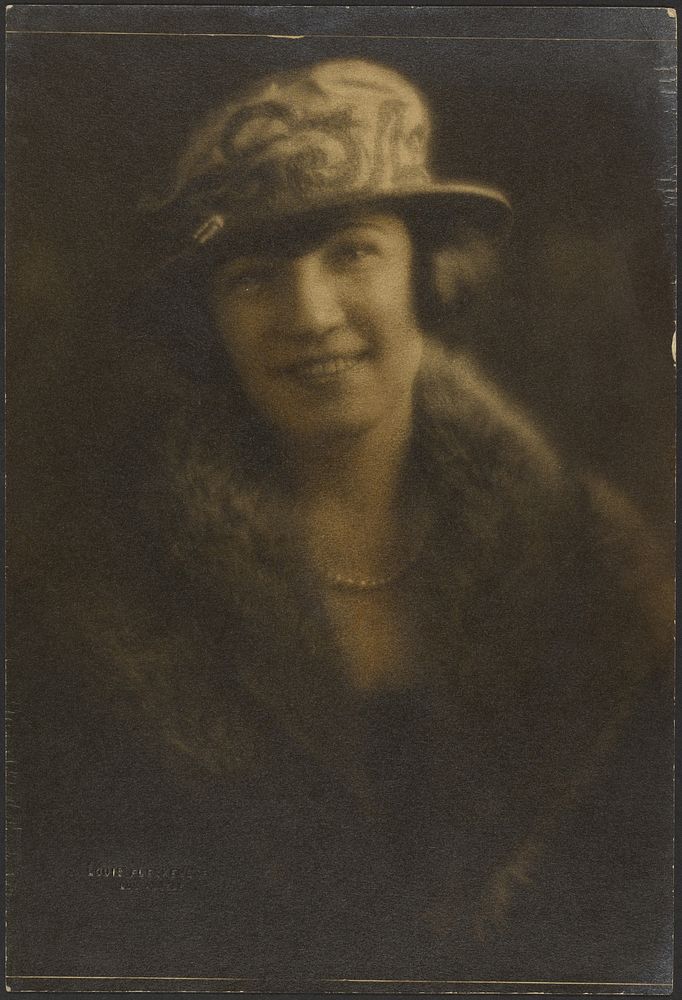 Portrait of a Woman in Hat with Decorate Motif by Louis Fleckenstein