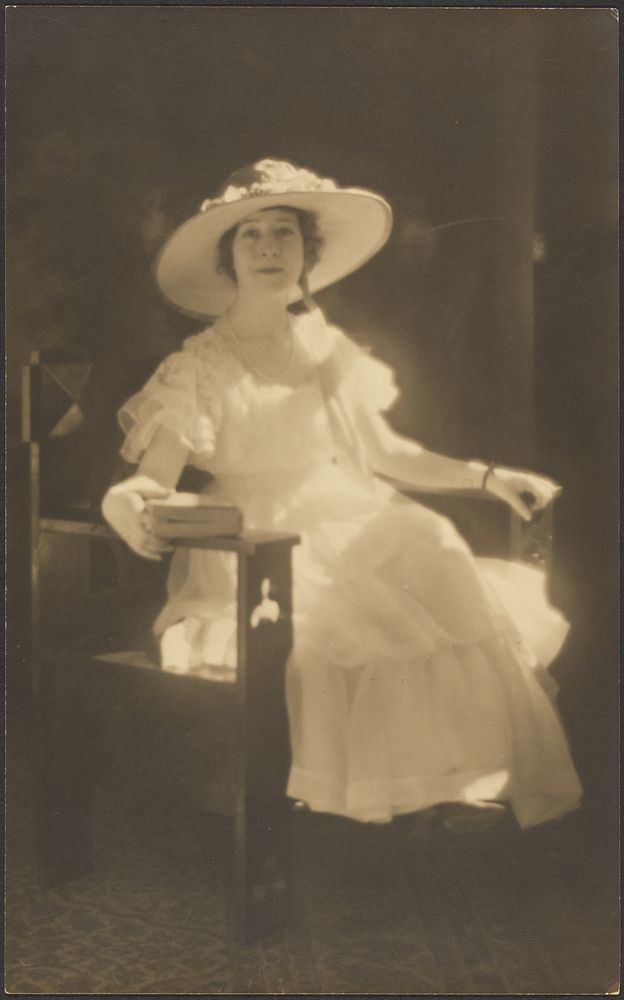 Portrait of a Woman in White Dress by Louis Fleckenstein