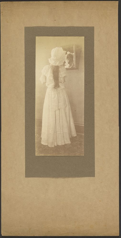 Portrait of a Woman with Bonnet in Mirror by Louis Fleckenstein