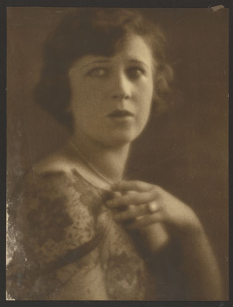Portrait of a Woman Wearing Lace Top by Louis Fleckenstein