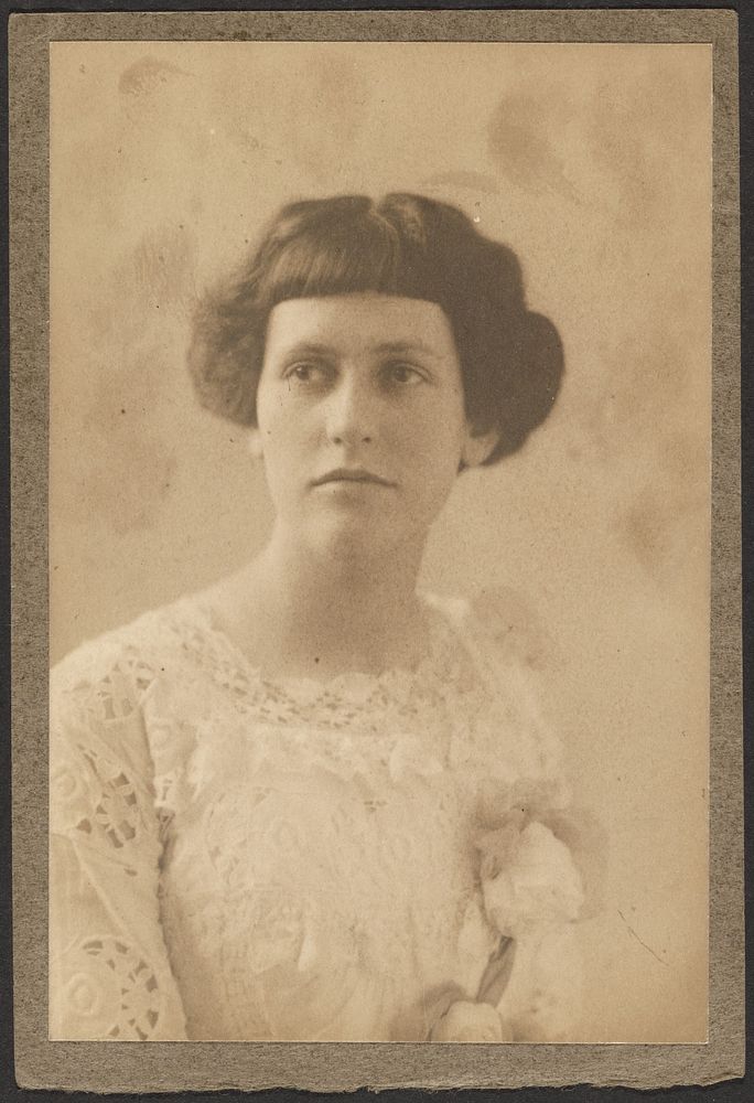 Portrait of a Woman with Flowers on Dress by Louis Fleckenstein