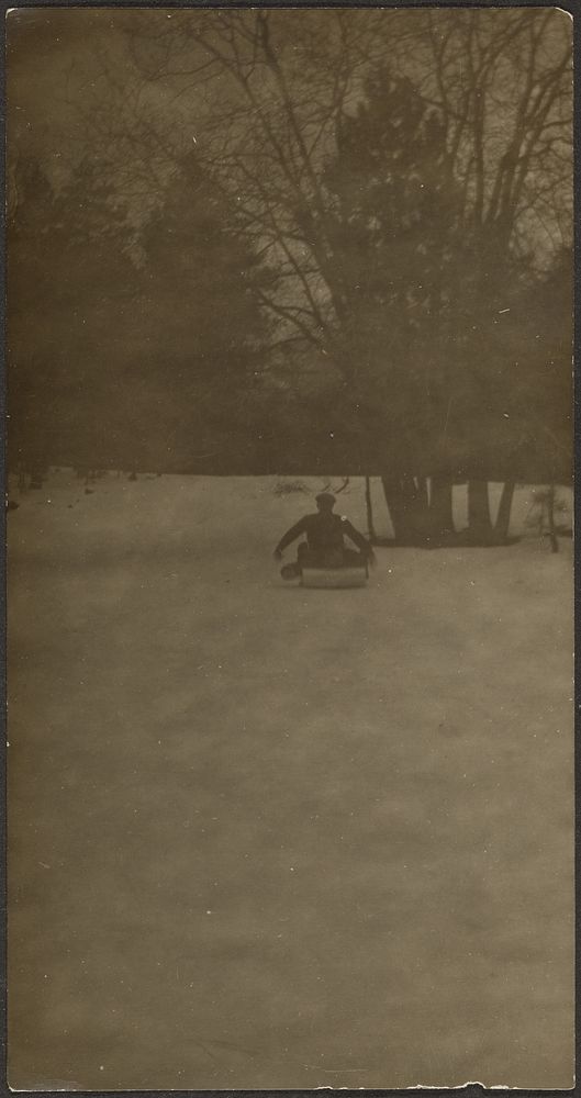 Figure on Sled in Snow by Louis Fleckenstein