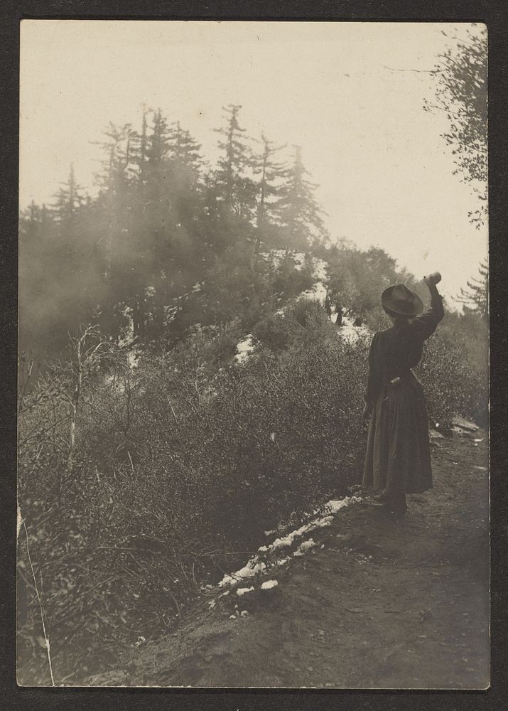 Woman Waving in Wilderness by Louis Fleckenstein