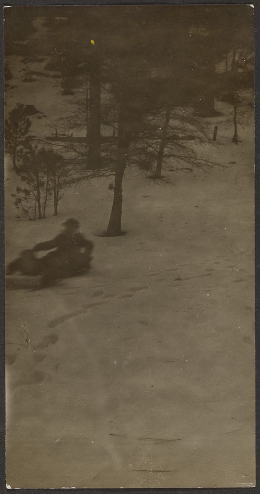 Boy Sledding Down Hill by Louis Fleckenstein