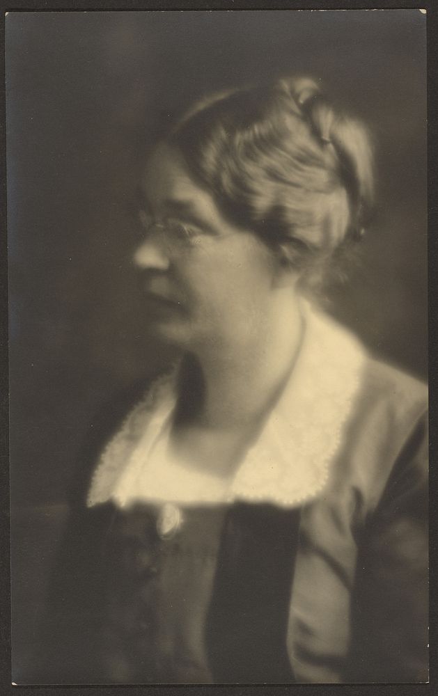 Portrait of a Woman with Open Book (cropped) by Louis Fleckenstein