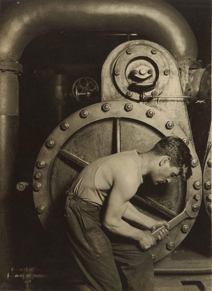 Steamfitter, or Mechanic and Steam Pump by Lewis W Hine