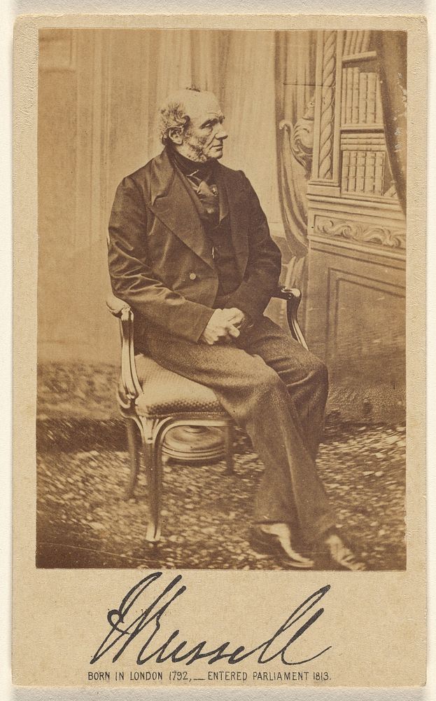 [Lord] [J]ohn Russell. Born in London, 1792, - Entered Parliament 1813. by London Stereoscopic and Photographic Company