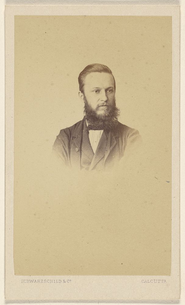 Unidentified bearded man, in vignette-style by F Schwarzschild