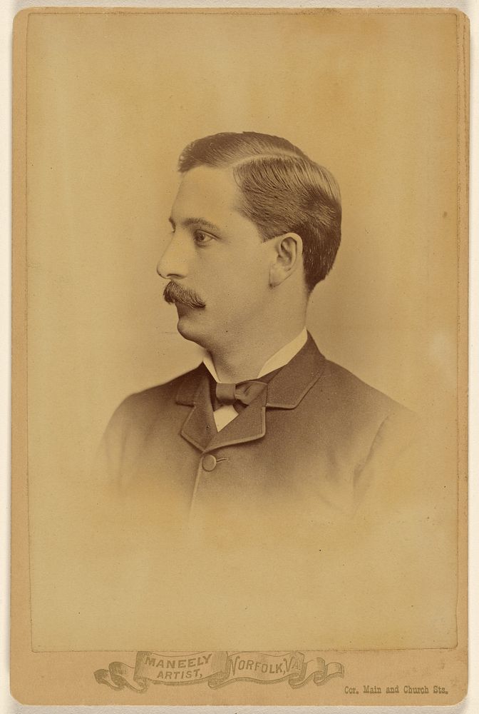 Unidentified man with moustache, in profile by Harry F Maneeley