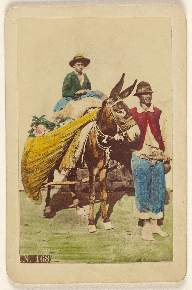 Two Italian peasants, one riding a donkey by Giorgio Conrad