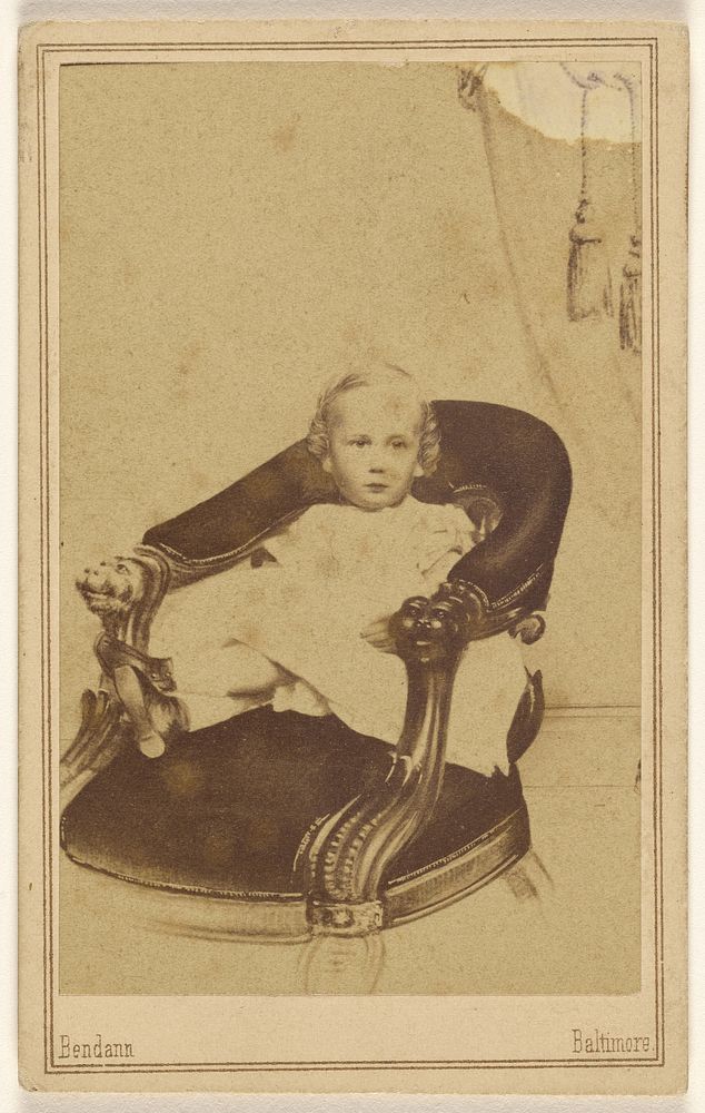 Copy of a painting of a little girl seated in an armchair by Bendann Brothers