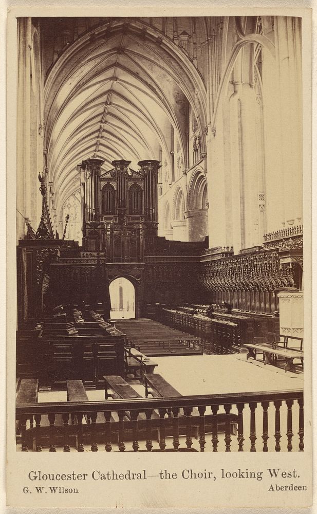 Gloucester Cathedral - The Choir, looking west. by George Washington Wilson