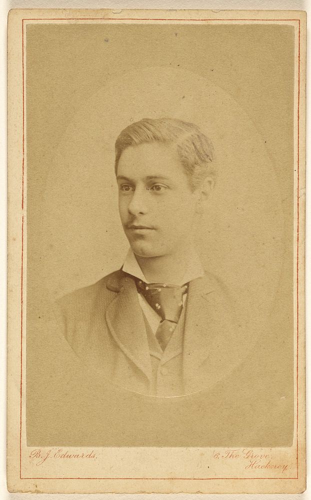 Unidentified young man, in oval style, embossed by B J Edwards