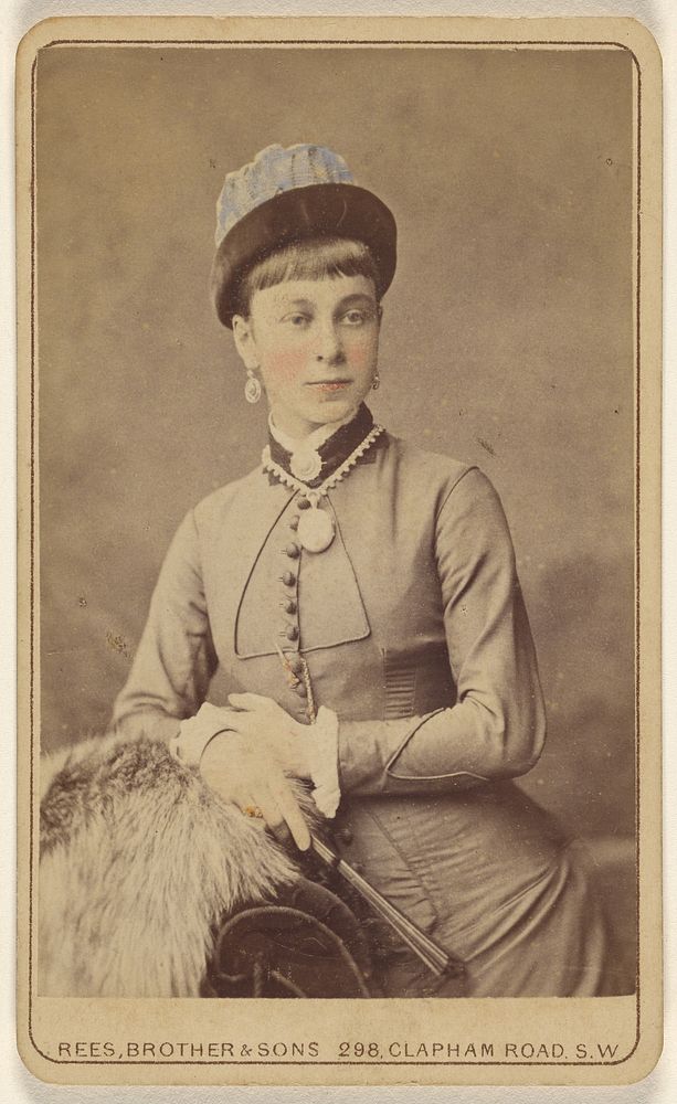 Unidentified woman standing, holding a fan by David Rees and Brother and Son