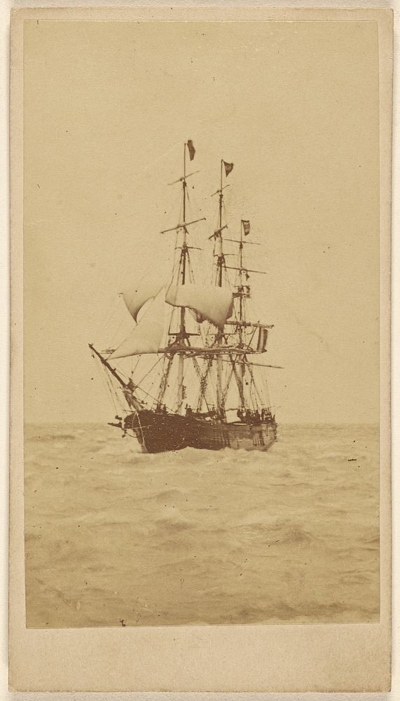 Unidentified frigate at sea by Warnod and Caccia
