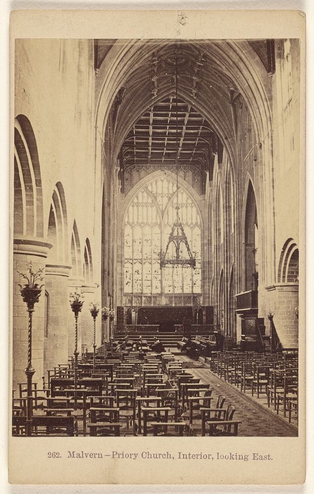 Malvern - Priory Church, Interior, looking East. by Francis Bedford