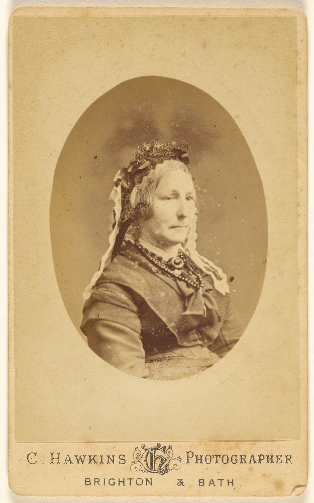 Unidentified elderly woman, in oval format by C Hawkins