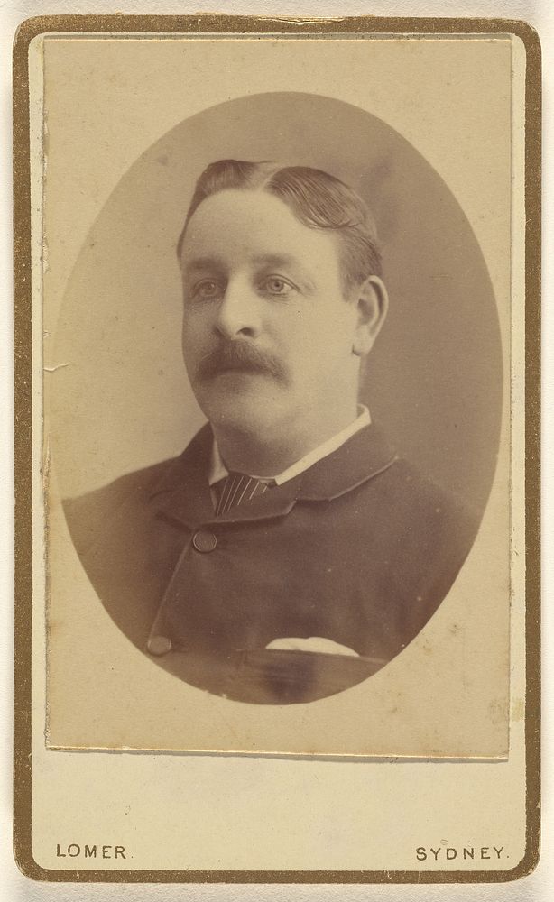 Unidentified man with moustache, in oval format by Lomer
