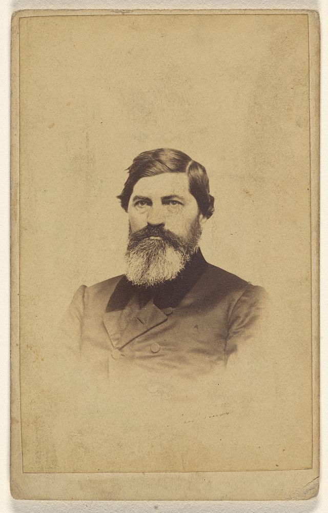 Unidentified man with full beard, grayish at the bottom, in vignette-style by Miles and Foster