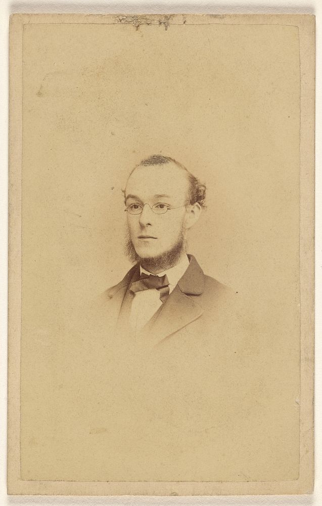 Unidentified chin-bearded man wearing wire-rimmed glasses, printed in vignette-style by James Cremer and James Dillon