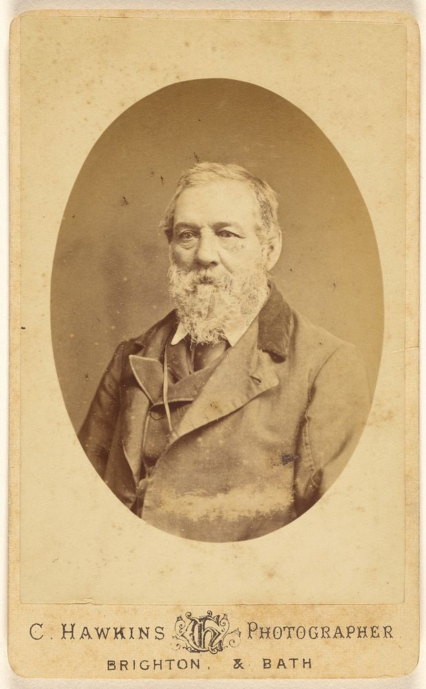 Unidentified bearded man, printed in oval style by C Hawkins