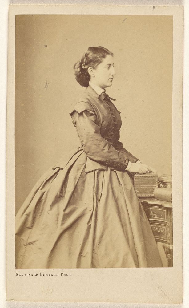 Unidentified French woman in profile, standing by Bayard and Bertall