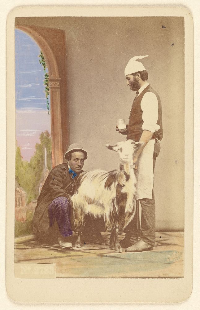 Two men and a goat by Giorgio Sommer