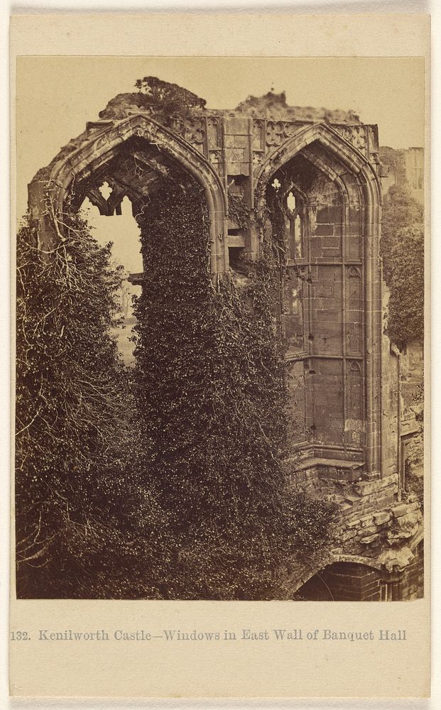 Kenilworth Castle - Windows in East Wall of Banquet Hall. by Francis Bedford