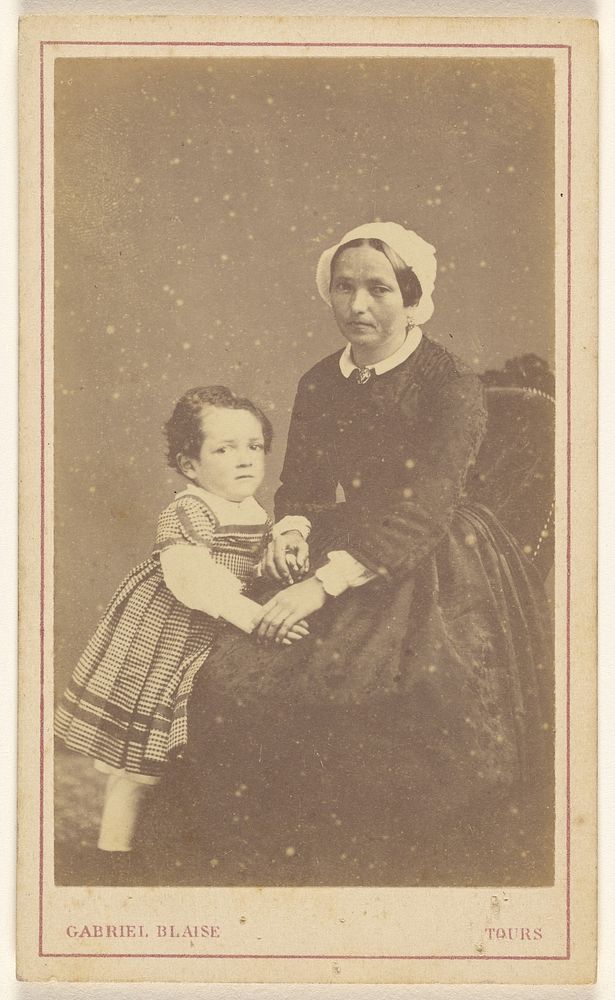 Unidentified woman seated, with a little girl standing next to her by Gabriel Blaise