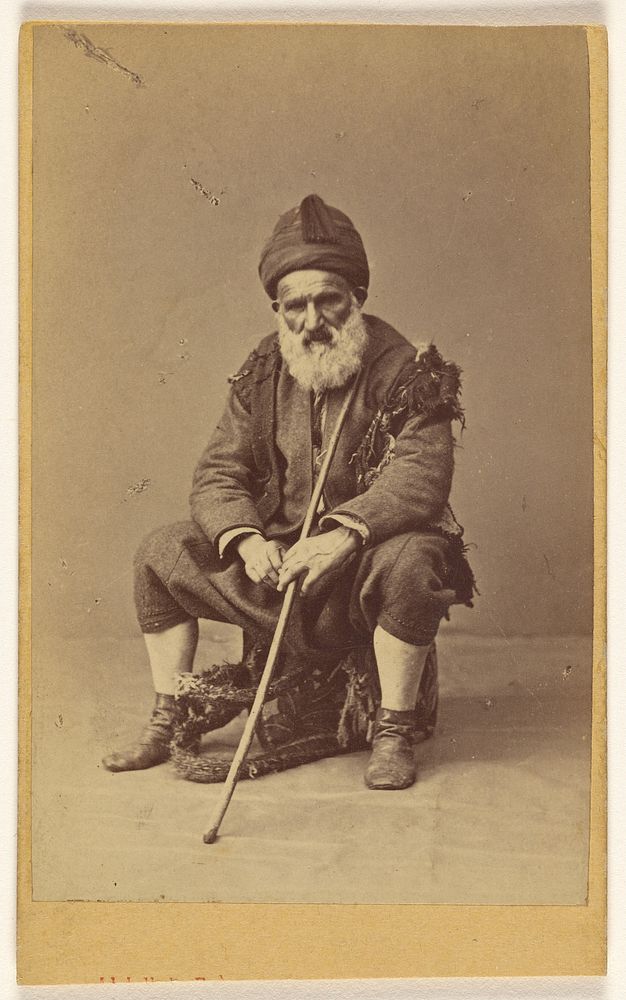 Hamal and Bekji. [old white bearded man in native costume, seated] by Abdullah Frères