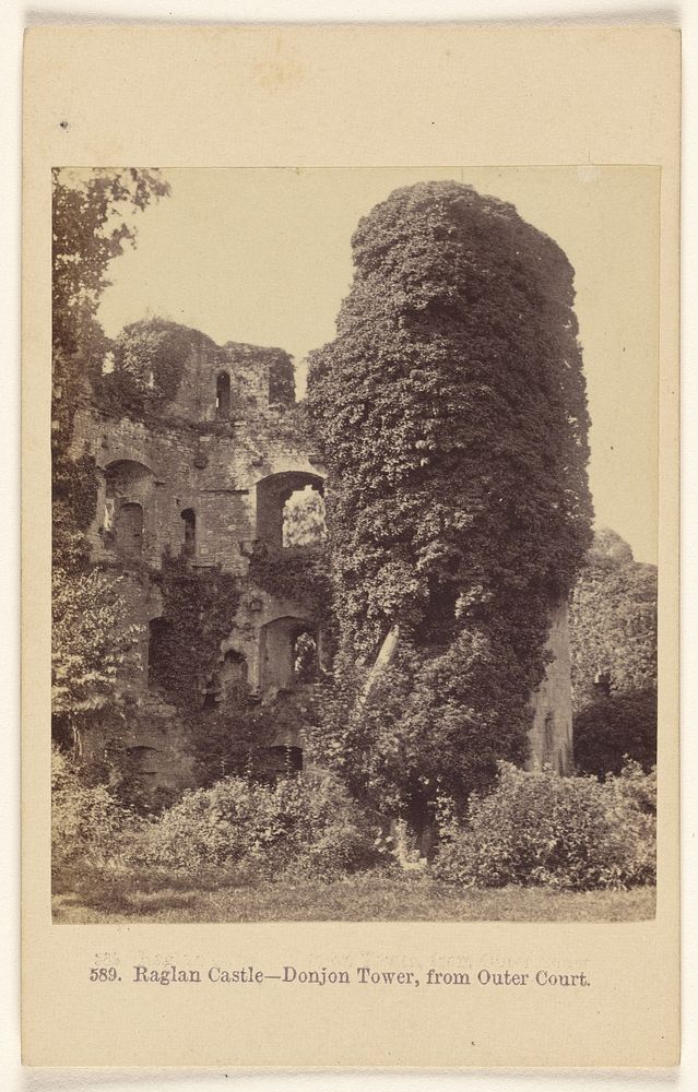 Raglan Castle - Donjon Tower, from Outer Court. by Francis Bedford