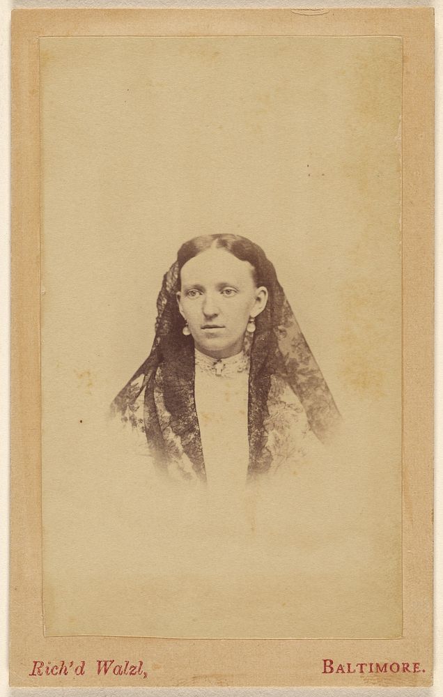 Unidentified woman wearing a veil, printed in vignette-style by Richard Walzl