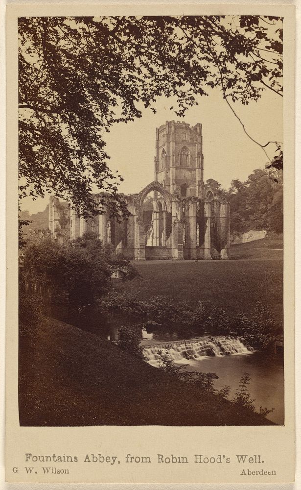 Fountains Abbey, from Robin Hood's Well. by George Washington Wilson