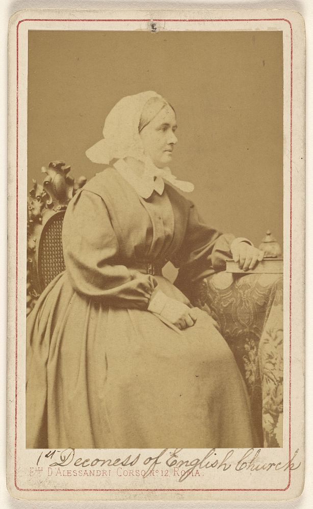 Deaconess Elizabeth Catherine Ferard, 1st. deaconess in the English Church. 1861. by Fratelli D Alessandri