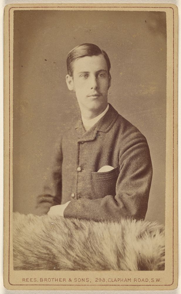 Unidentified young man with elbow on fur cushion by David Rees and Brother and Son