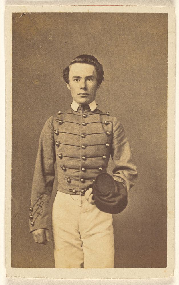 Unidentified Civil War soldier standing, holding a cap by Charles DeForest Fredricks