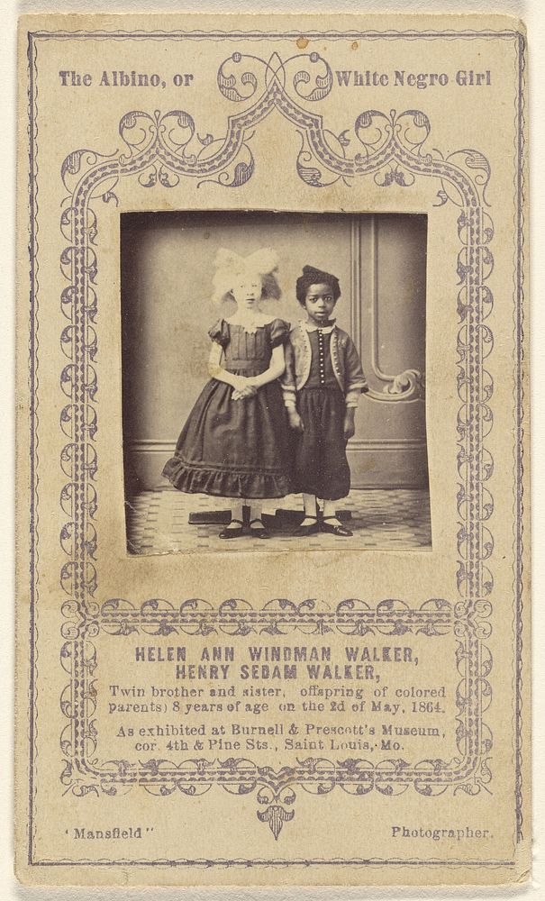 The Albino, or White Negro Girl. Helen Ann Windman Walker, Henry Sedam Walker... by Mansfield