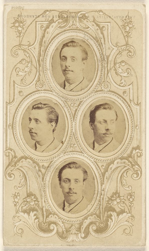 Four separate oval-cut portraits of unidentified men with moustaches by J Murray