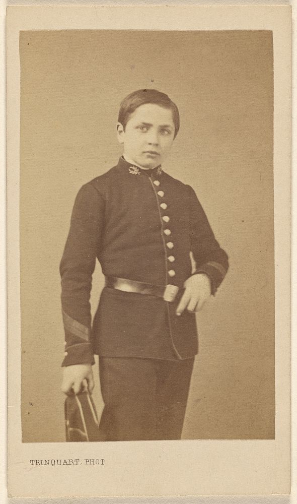 Unidentified young boy in uniform, standing by Antoine René Trinquart