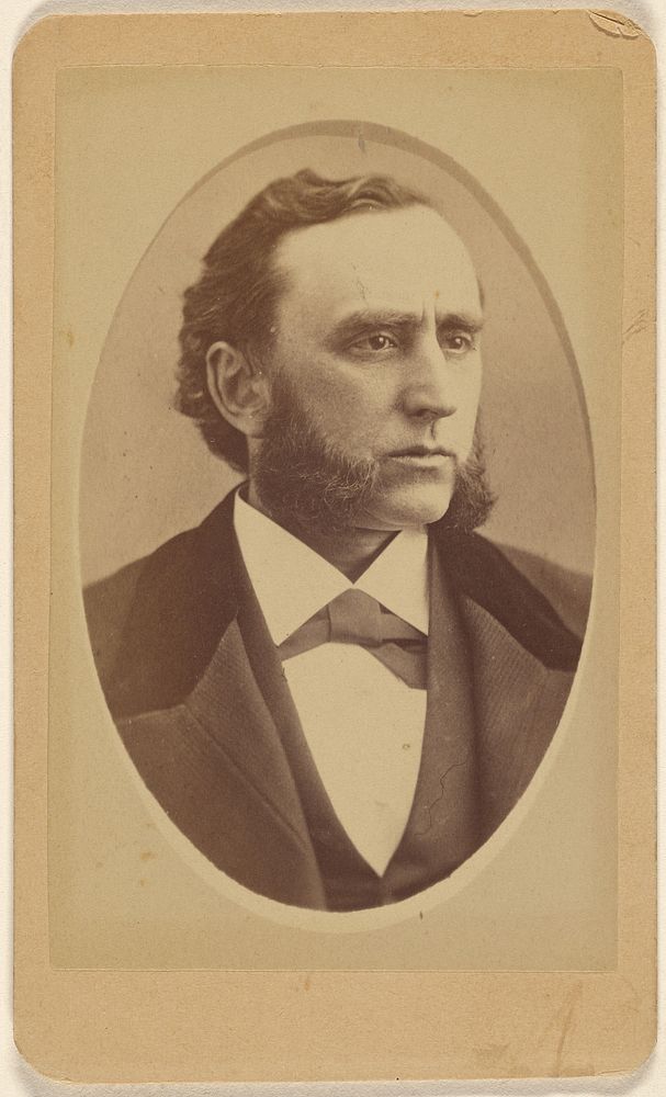 Unidentified man with long, groomed muttonchops, printed in quasi-oval style by Peter S Weaver