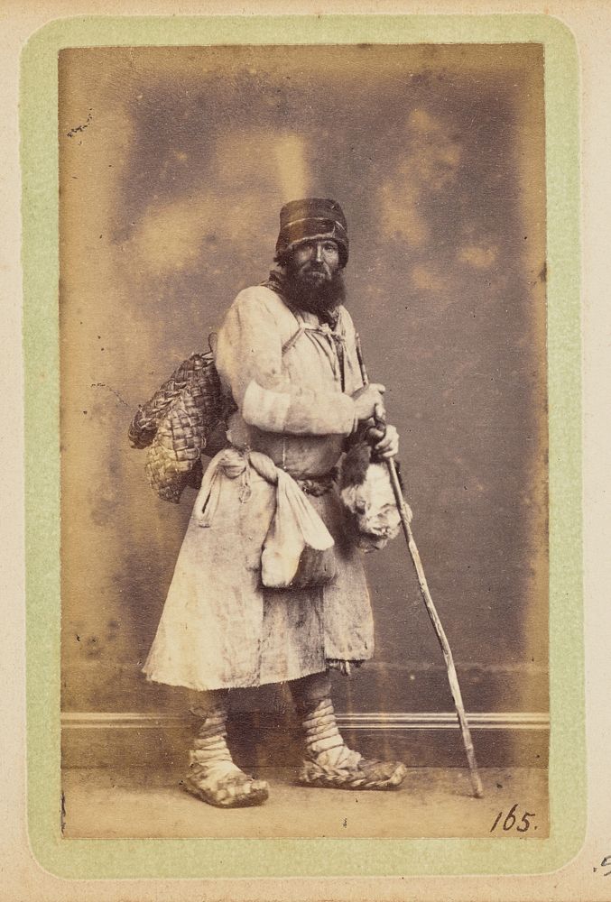 Bearded man with walking stick by William Carrick